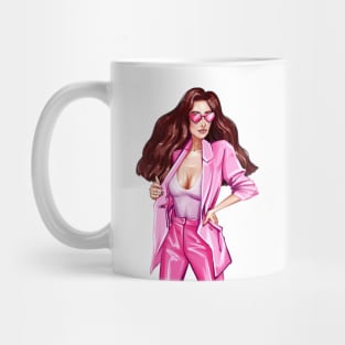 Woman in total pink look Mug